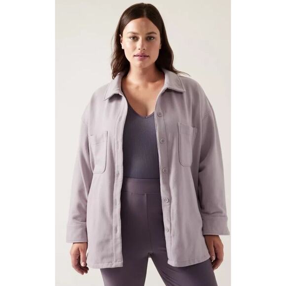 Athleta Sweaters - Athleta Retroplush Shirt Jacket Lavender Purple Plus Size 3X NWT $129 Shacket